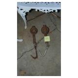 2- Barn Bail Hooks on Rollers