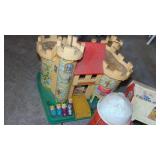 Vintage Fisher Price Castle, Train, Barn Set, Bag of Mables and Other Toys