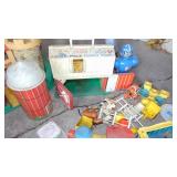 Vintage Fisher Price Castle, Train, Barn Set, Bag of Mables and Other Toys