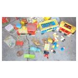Vintage Fisher Price Castle, Train, Barn Set, Bag of Mables and Other Toys