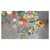 Vintage Fisher Price Castle, Train, Barn Set, Bag of Mables and Other Toys