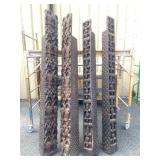 Matching Set of 4 LARGE Relief Carved Bamileke House / Building Posts Matching Set of 4 LARGE Relief Carved Bamileke House / Building Posts