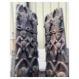Matching Set of 4 LARGE Relief Carved Bamileke House / Building Posts Matching Set of 4 LARGE Relief Carved Bamileke House / Building Posts