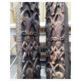 Matching Set of 4 LARGE Relief Carved Bamileke House / Building Posts Matching Set of 4 LARGE Relief Carved Bamileke House / Building Posts