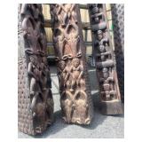 Matching Set of 4 LARGE Relief Carved Bamileke House / Building Posts Matching Set of 4 LARGE Relief Carved Bamileke House / Building Posts