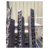 Matching Set of 4 LARGE Relief Carved Bamileke House / Building Posts Matching Set of 4 LARGE Relief Carved Bamileke House / Building Posts