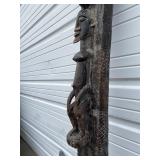 Large Old Dogon House Post w/ Carved Figure Large Old Dogon House Post w/ Carved Figure