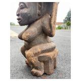 Large Early Expertly Carved Ceremonial Bowl w/Seated Female Figure Large Early Expertly Carved Ceremonial Bowl w/Seated Female Figure