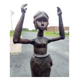 Stunning LARGE Carved Realistic Female Figure w/Upraised Arms Stunning LARGE Carved Realistic Female Figure w/Upraised Arms
