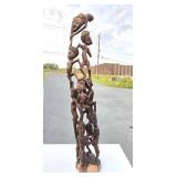 Large Carved Hardwood Makonde Spirit Sculpture Large Carved Hardwood Makonde Spirit Sculpture