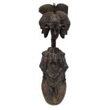 Early Old 3 Headed Tribal Used Ceremonial Headdress Mask Early Old 3 Headed Tribal Used Ceremonial Headdress Mask