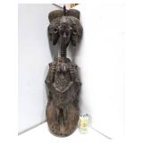 Early Old 3 Headed Tribal Used Ceremonial Headdress Mask Early Old 3 Headed Tribal Used Ceremonial Headdress Mask