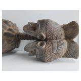 Early Old 3 Headed Tribal Used Ceremonial Headdress Mask Early Old 3 Headed Tribal Used Ceremonial Headdress Mask