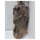 Early Old 3 Headed Tribal Used Ceremonial Headdress Mask Early Old 3 Headed Tribal Used Ceremonial Headdress Mask