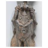 Early Old 3 Headed Tribal Used Ceremonial Headdress Mask Early Old 3 Headed Tribal Used Ceremonial Headdress Mask