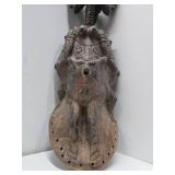Early Old 3 Headed Tribal Used Ceremonial Headdress Mask Early Old 3 Headed Tribal Used Ceremonial Headdress Mask