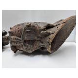 Early Old 3 Headed Tribal Used Ceremonial Headdress Mask Early Old 3 Headed Tribal Used Ceremonial Headdress Mask