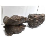 Early Old 3 Headed Tribal Used Ceremonial Headdress Mask Early Old 3 Headed Tribal Used Ceremonial Headdress Mask