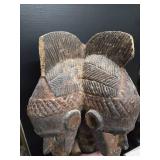Early Old 3 Headed Tribal Used Ceremonial Headdress Mask Early Old 3 Headed Tribal Used Ceremonial Headdress Mask