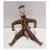 Male Fertility Doll Figure w/Exaggerated Features - Animal Hide & Carved Wood Male Fertility Doll Figure w/Exaggerated Features - Animal Hide & Carved Wood