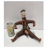 Male Fertility Doll Figure w/Exaggerated Features - Animal Hide & Carved Wood Male Fertility Doll Figure w/Exaggerated Features - Animal Hide & Carved Wood