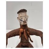 Male Fertility Doll Figure w/Exaggerated Features - Animal Hide & Carved Wood Male Fertility Doll Figure w/Exaggerated Features - Animal Hide & Carved Wood