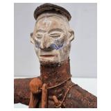 Male Fertility Doll Figure w/Exaggerated Features - Animal Hide & Carved Wood Male Fertility Doll Figure w/Exaggerated Features - Animal Hide & Carved Wood
