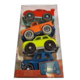 Toy lot featuring Disney Princess items, including a metal storage purse and Wonder Wheels.