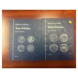 One-A-Year Nickel  Book 1913 to date (17 Jefferson Nickels); and One-A-Year Dime Collection Book 1916 To Date (7 Silver and 7 Clad Dimes)