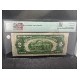 1928D $2.00 Graded Red Legal Tender Note PMG Very Fine 25 EPQ