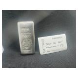 Heraeus Ten Ounce .999+ Silver Bar with COA