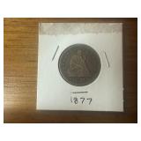 1877 Seated Liberty Quarter