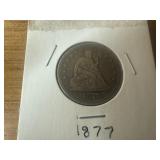 1877 Seated Liberty Quarter