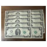 Ten Sequential $2 Bills