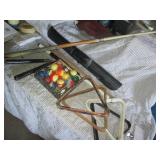 Pool balls, cue sticks, racks and n...