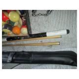 Pool balls, cue sticks, racks and n...