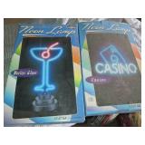 Martini Glass & Casino Neon Lamps i...