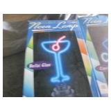 Martini Glass & Casino Neon Lamps i...