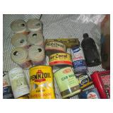 Box of vintage automotive fluids an...