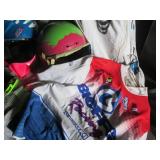 Motorcycle type helmets, shirts and...