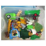 Shoebox style tote containing a var...