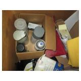 Large box containing spray paints, ...