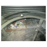 Metal framed 35in across glass top ...