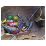 Sports ball lot with misc kids toys...