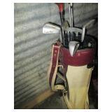 Vintage Golf bag with a variety of ...