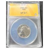 1966 US WASHINGTON QUARTER ANACS SP67