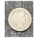 1909 US BARBER DIME