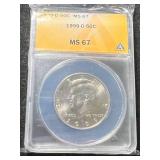 1999-D US KENNEDY HALF DOLLAR ANACS MS67