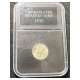 1945 US MERCURY DIME SLABBED UNC