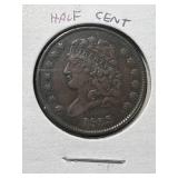 1833 US CLASSIC HEAD HALF CENT VF30